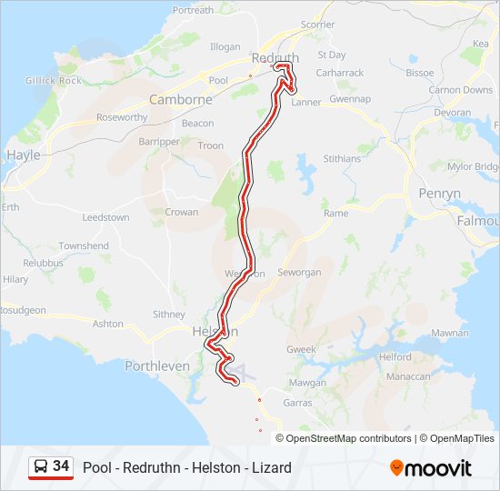 34 bus Line Map