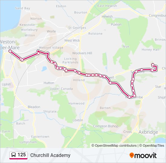 125 bus Line Map