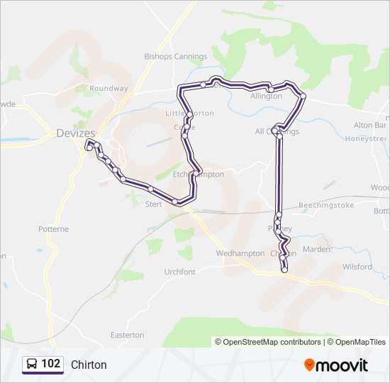 102 bus Line Map