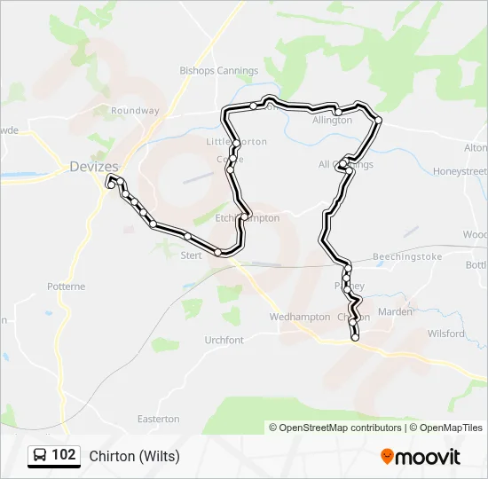 102 Route: Schedules, Stops & Maps - Chirton (Wilts) (Updated)