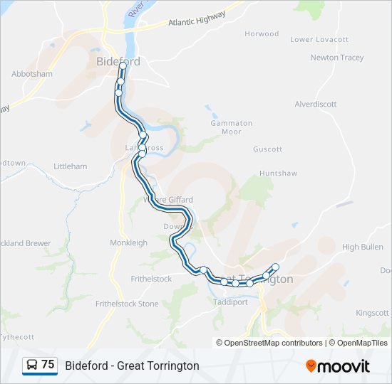 75 Bus Line Map