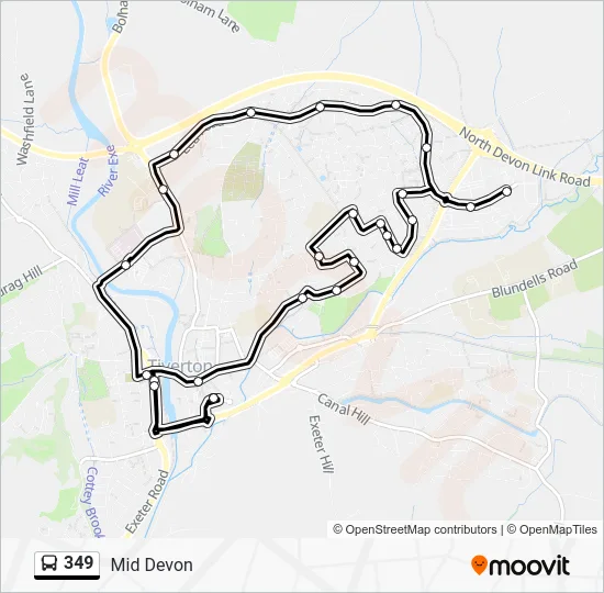 349 Route: Schedules, Stops & Maps - Tiverton Bus Station (Updated)