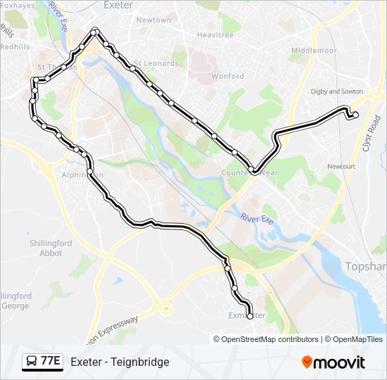 77E Bus Line Map