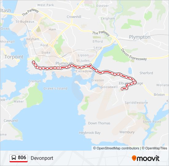 806 bus Line Map