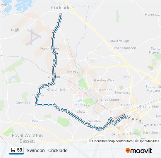 53 bus Line Map