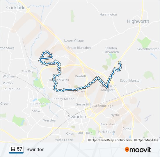 57 Bus Line Map