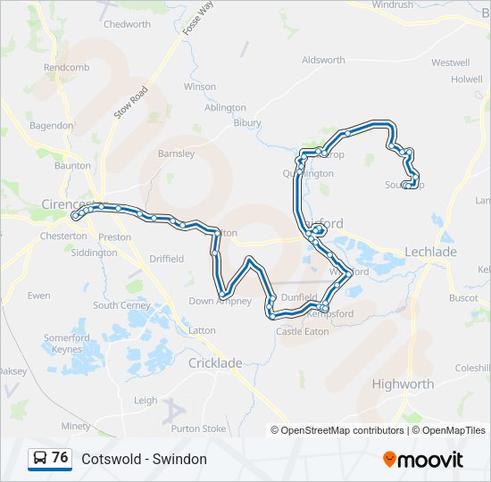 76 bus Line Map