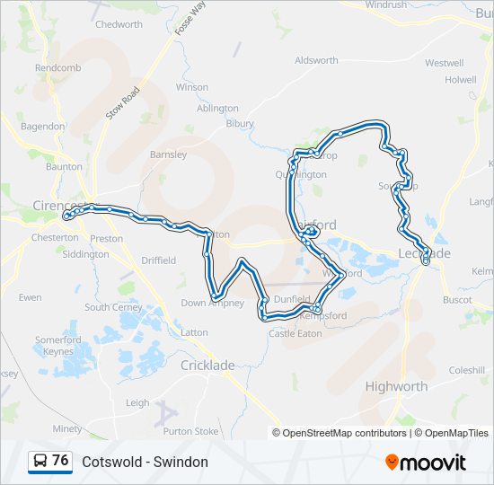 76 Bus Line Map