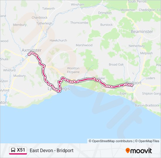 X51 Bus Line Map