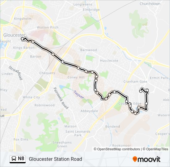 N8 Bus Line Map