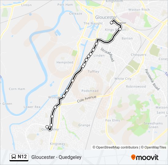 N12 Bus Line Map