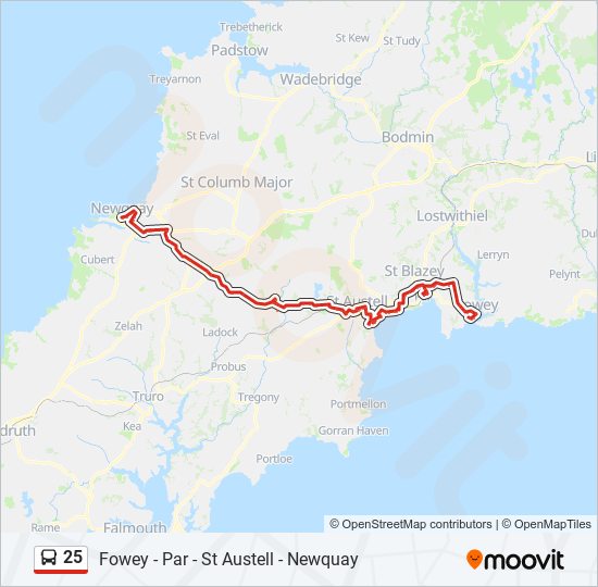 25 bus Line Map