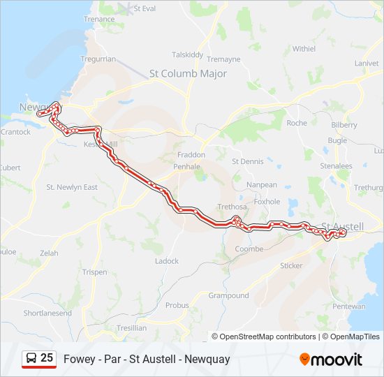 25 bus Line Map