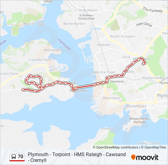 70 Bus Line Map