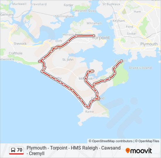 70 Bus Line Map