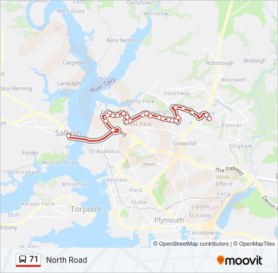 71 Bus Line Map