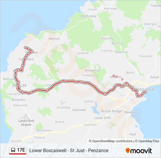 17E bus Line Map