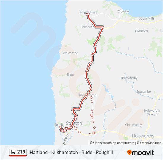 219 bus Line Map