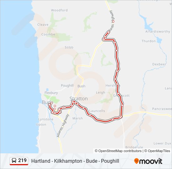 219 bus Line Map