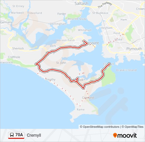 70A Bus Line Map