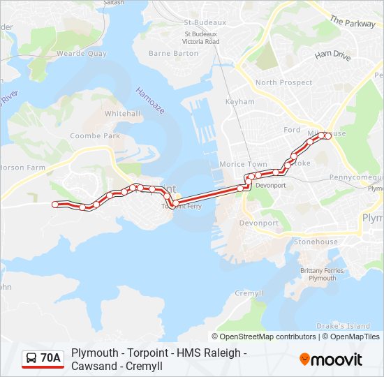 70A bus Line Map