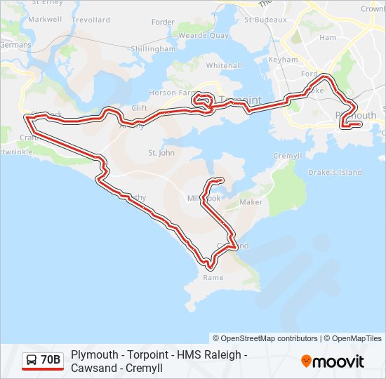 70B bus Line Map