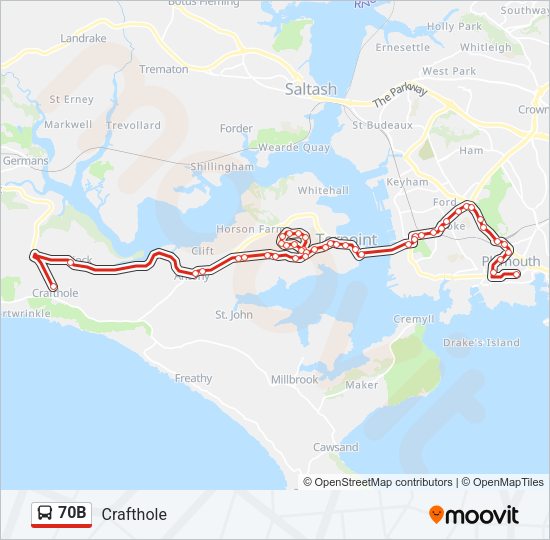 70B Bus Line Map