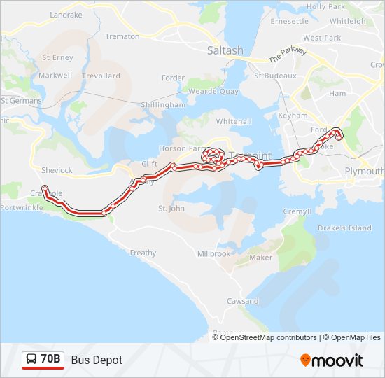 70B Bus Line Map