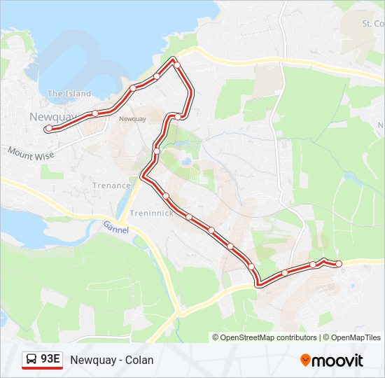 93E Bus Line Map