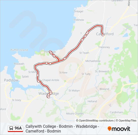96A Bus Line Map