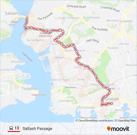 13 Bus Line Map