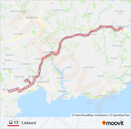 13 Bus Line Map