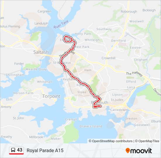43 Bus Line Map