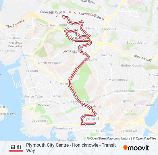 61 Route: Schedules, Stops & Maps - Plymouth City Centre (Updated)