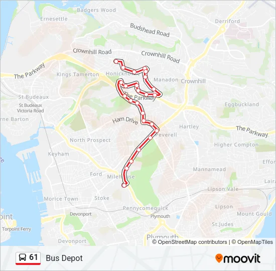 61 Bus Line Map