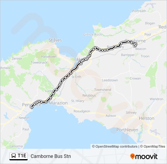 T1E Bus Line Map