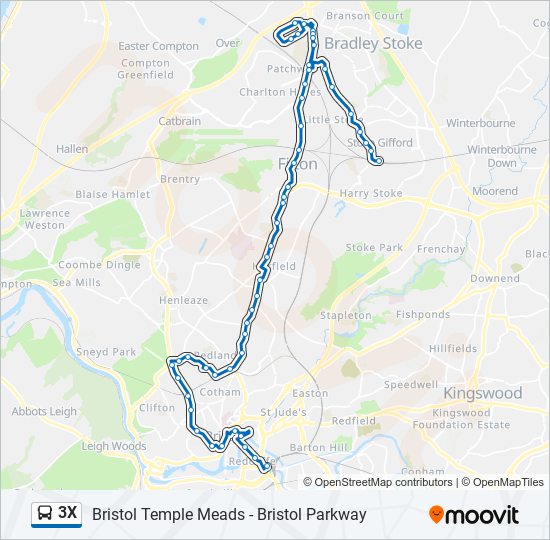 3X Bus Line Map