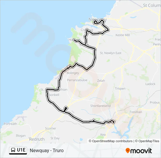 U1E Bus Line Map