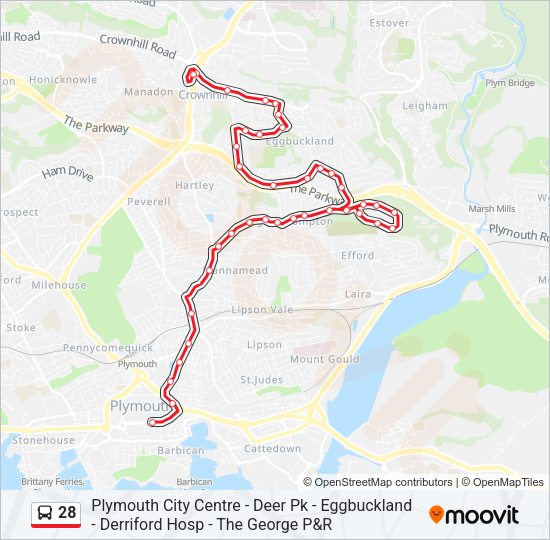 28 Route: Schedules, Stops & Maps - Crownhill (Updated)