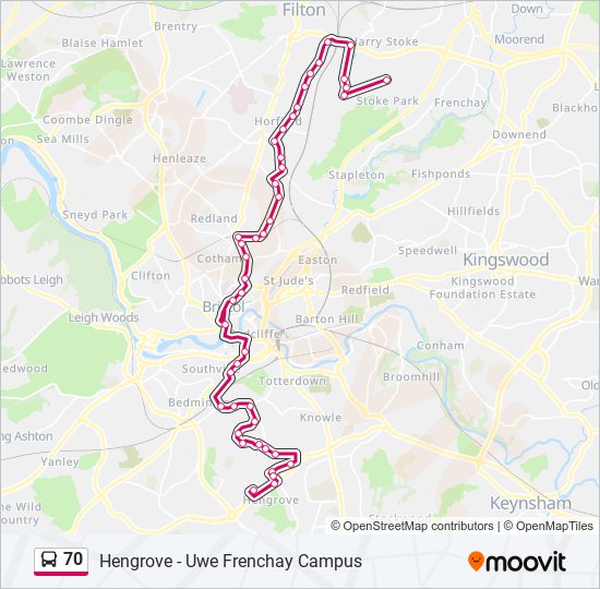 70 Bus Line Map