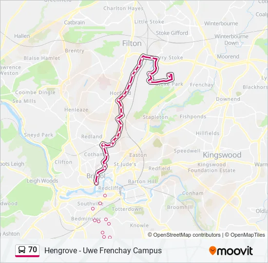 70 Bus Line Map