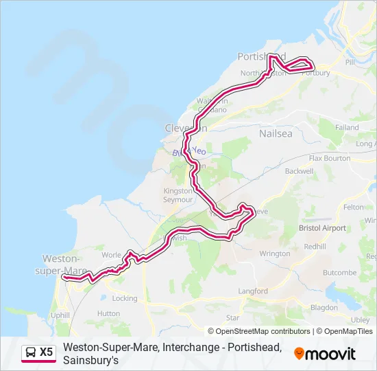 X5 Bus Line Map