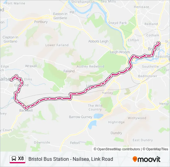 X8 Bus Line Map