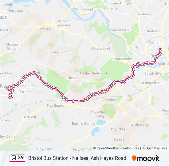 X9 Bus Line Map