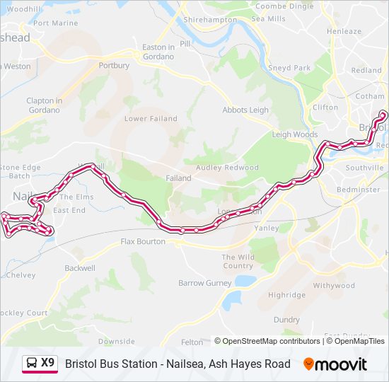 X9 bus Line Map