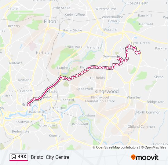 49X bus Line Map