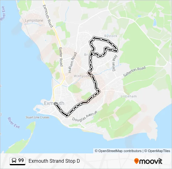 Bus Rote Map Devon 99 Route - East Devon: Schedules, Stops & Maps - Exmouth Strand Stop D ...