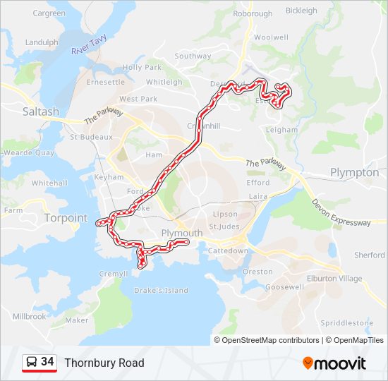 34 Bus Line Map