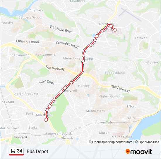 34 Bus Line Map