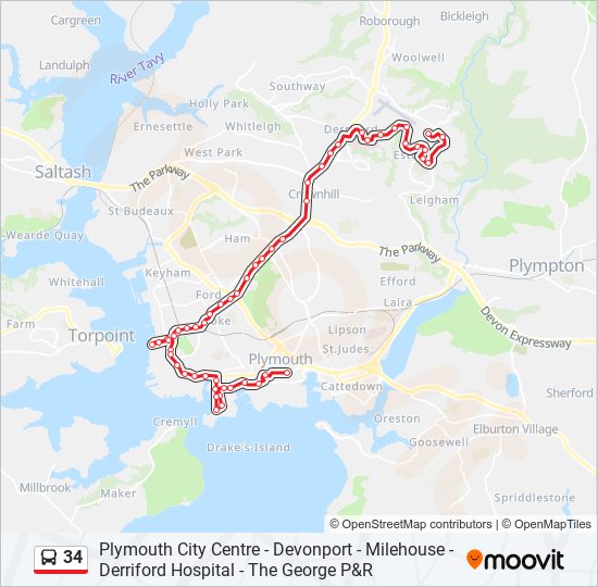 34 Route: Schedules, Stops & Maps - Estover (Updated)